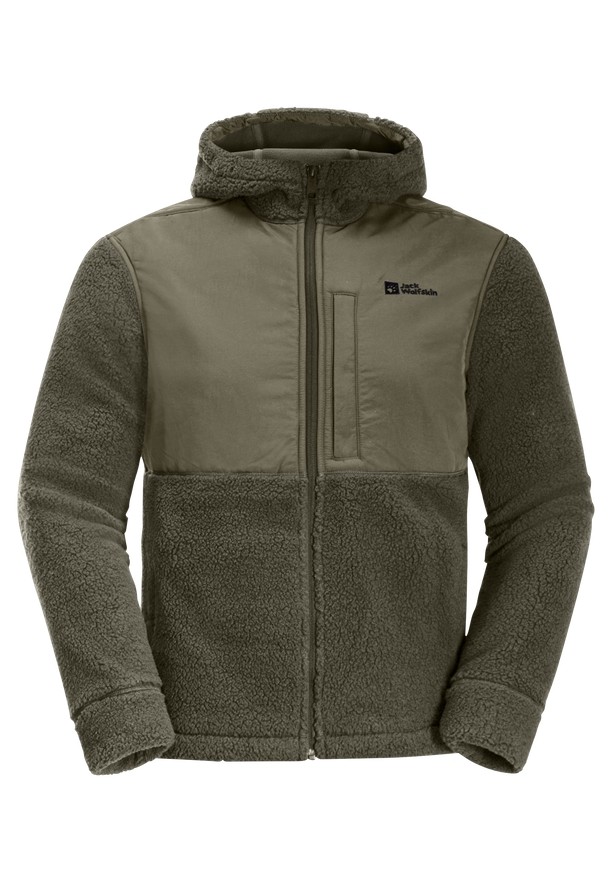 Olive Jack Wolfskin Felslicht Hooded Men Fleece Jackets | 88910688