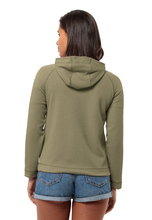 Olive Jack Wolfskin Fernweh Hooded Women Fleece Jackets | 19142454