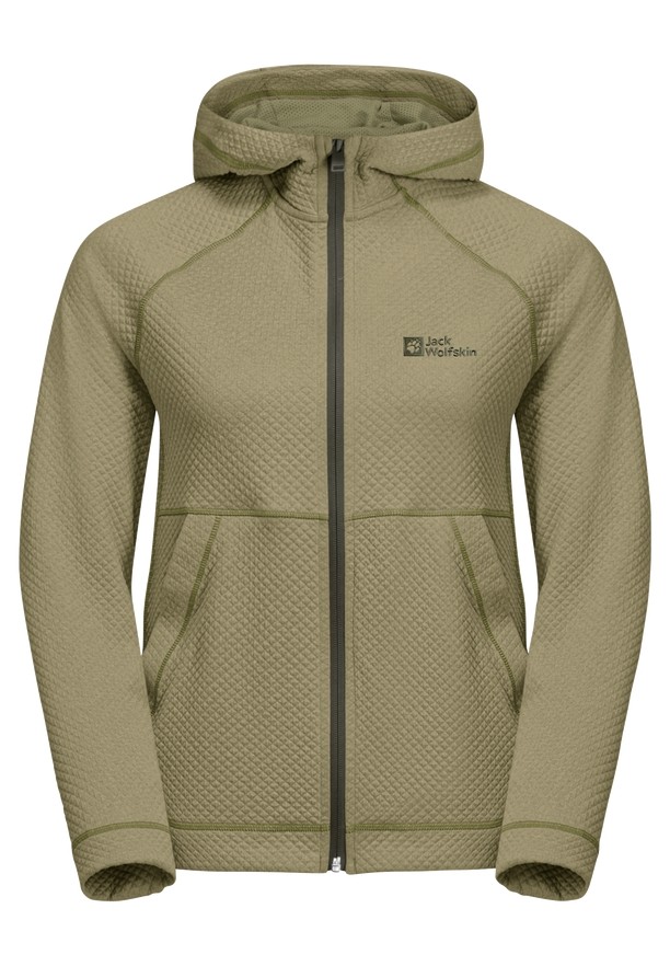 Olive Jack Wolfskin Fernweh Hooded Women Fleece Jackets | 19142454