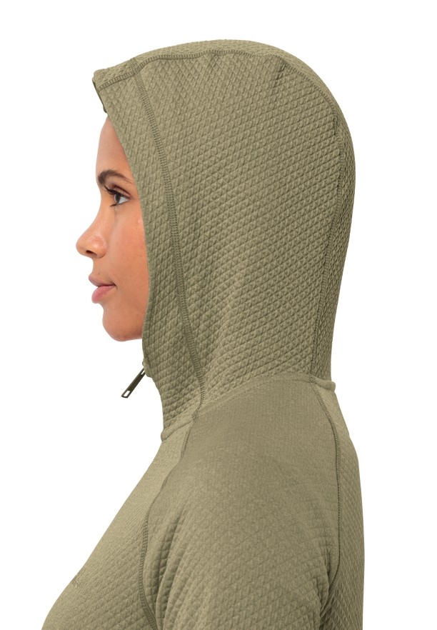 Olive Jack Wolfskin Fernweh Hooded Women Fleece Jackets | 19142454