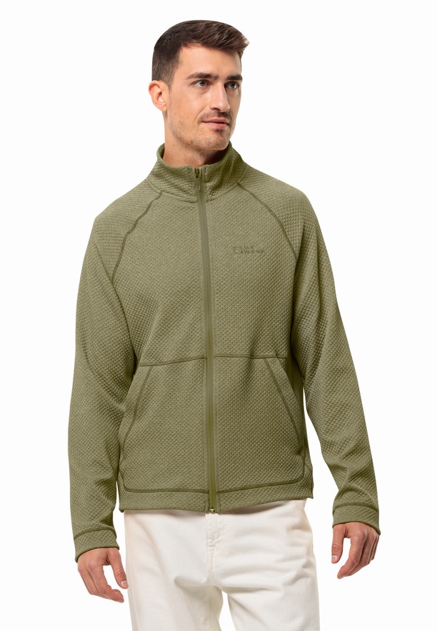 Olive Jack Wolfskin Fernweh Men Fleece Jackets | 48413164