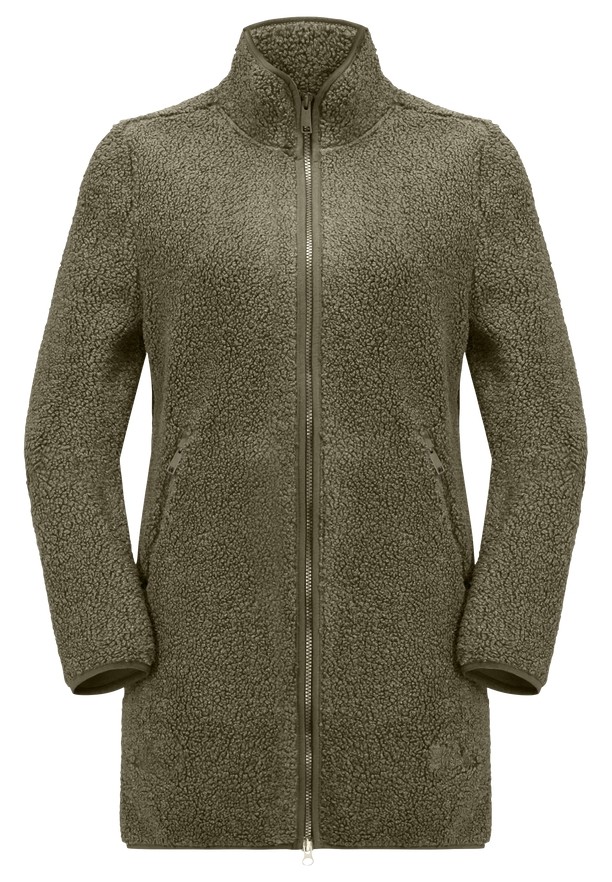 Olive Jack Wolfskin High Curl Women Coats | 65523895