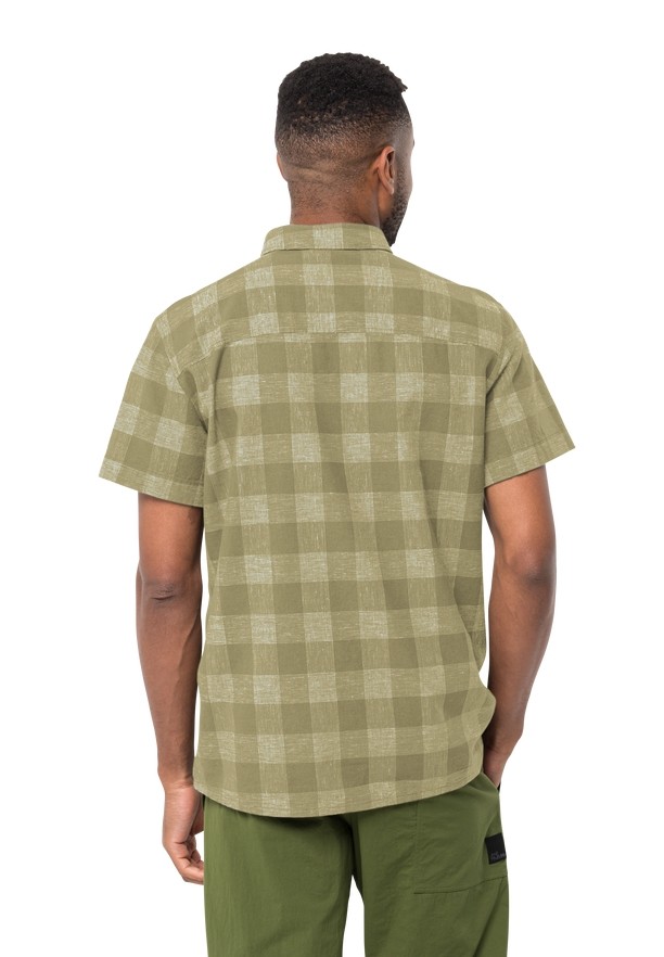 Olive Jack Wolfskin Highlands Men Shirts | 72888456