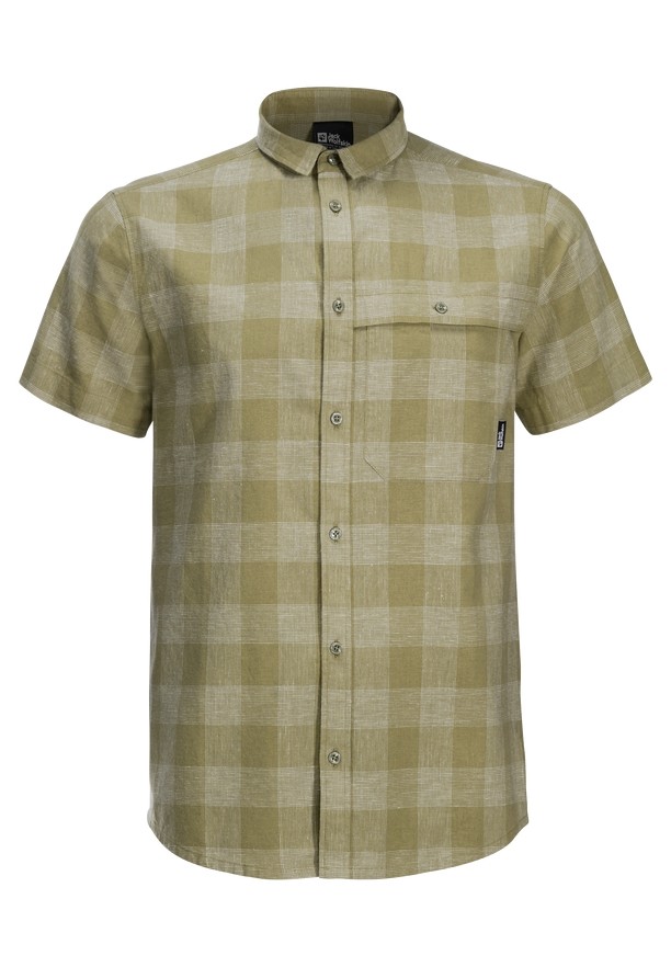 Olive Jack Wolfskin Highlands Men Shirts | 72888456