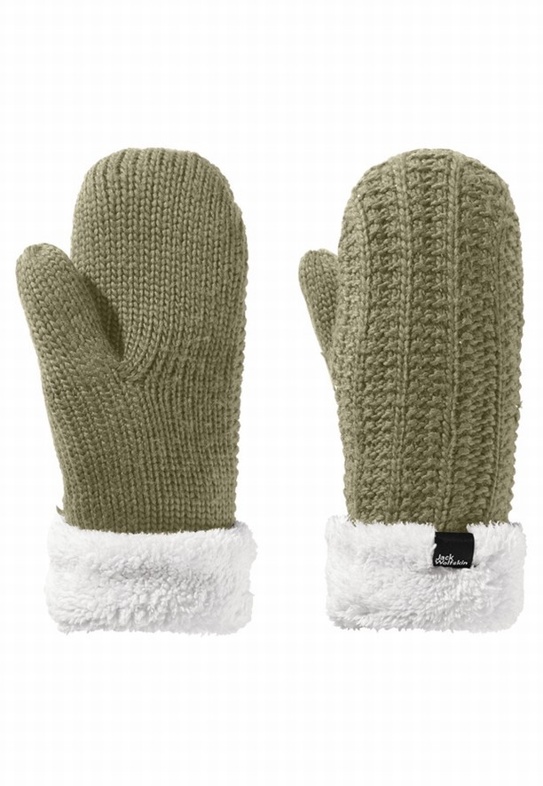 Olive Jack Wolfskin Highloft Knit Women Mittens | 10564142
