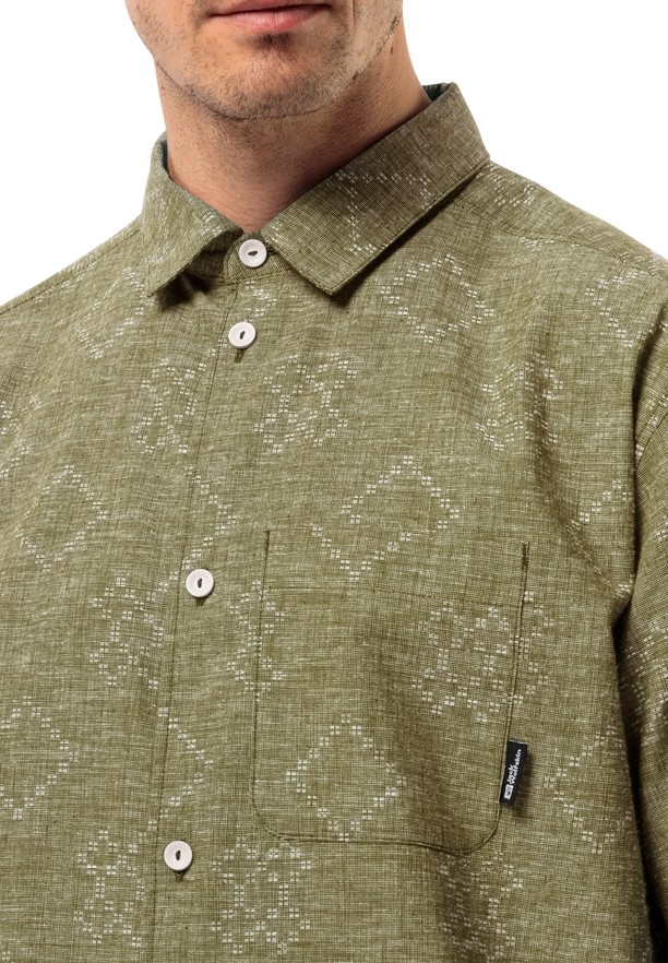 Olive Jack Wolfskin Karana Men Shirts | 50465789