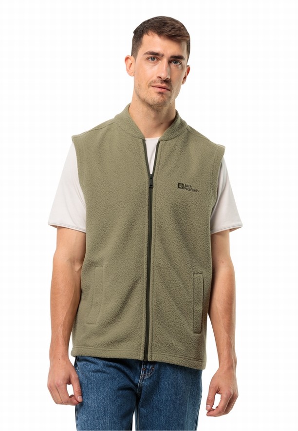 Olive Jack Wolfskin Light Curl Men Vest | 47569582
