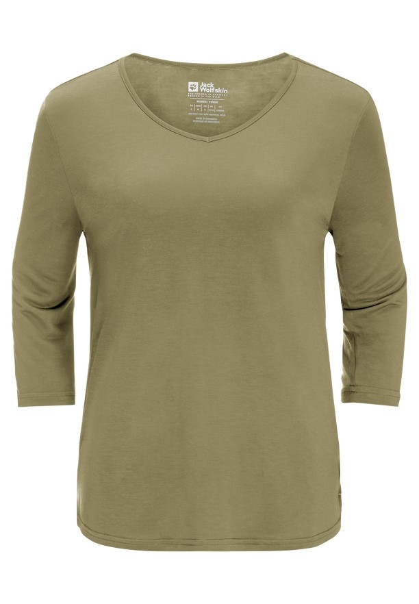 Olive Jack Wolfskin Mola 3/4 Women T Shirts | 15533574