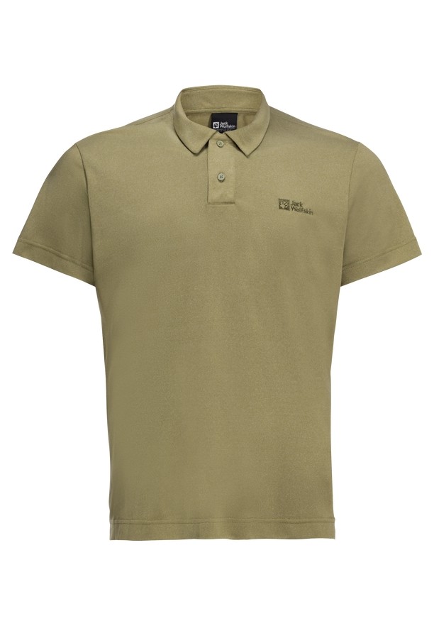 Olive Jack Wolfskin Pikeh Men Polo Shirts | 58639817