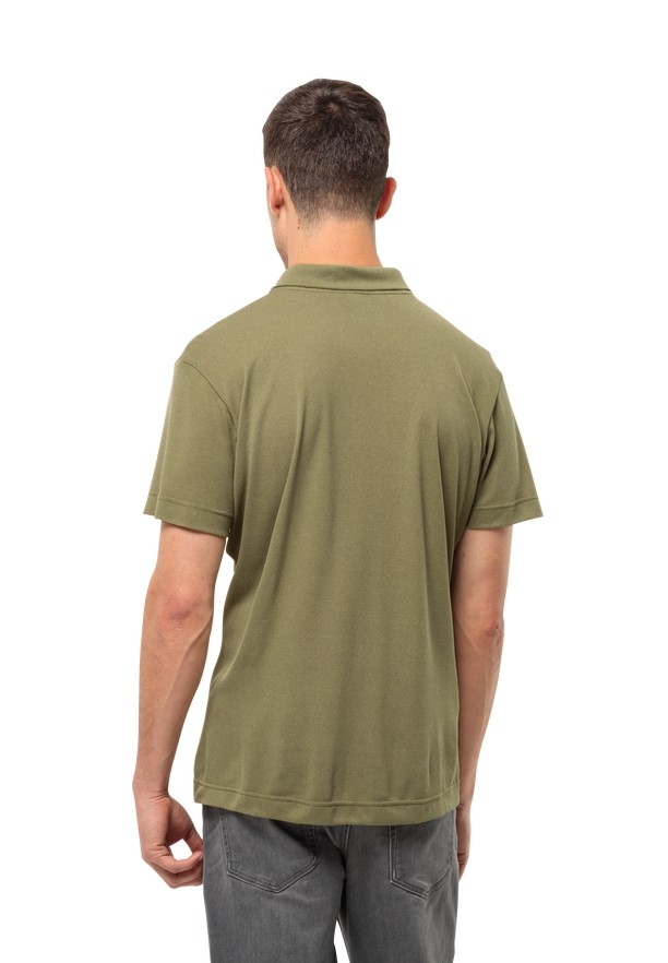 Olive Jack Wolfskin Pikeh Men Polo Shirts | 58639817