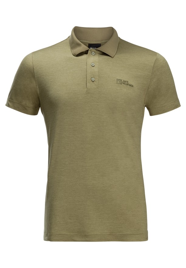 Olive Jack Wolfskin Travel Men Polo Shirts | 26685890