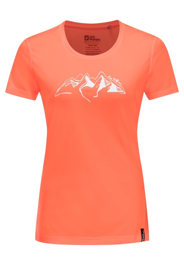 Orange Jack Wolfskin Peak Graphic Women T Shirts | 53486178