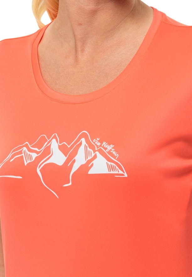 Orange Jack Wolfskin Peak Graphic Women T Shirts | 53486178