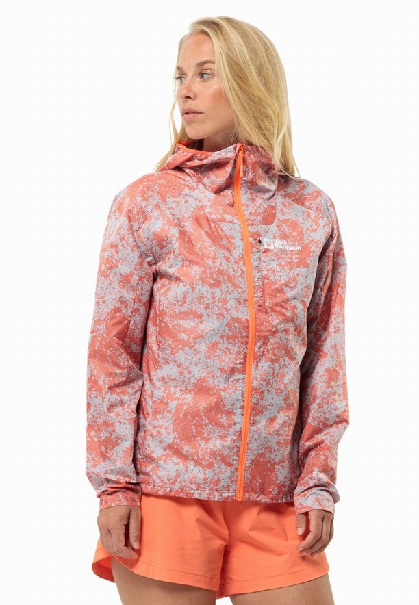 Orange Jack Wolfskin Prelight Wind Women Jackets | 79552950