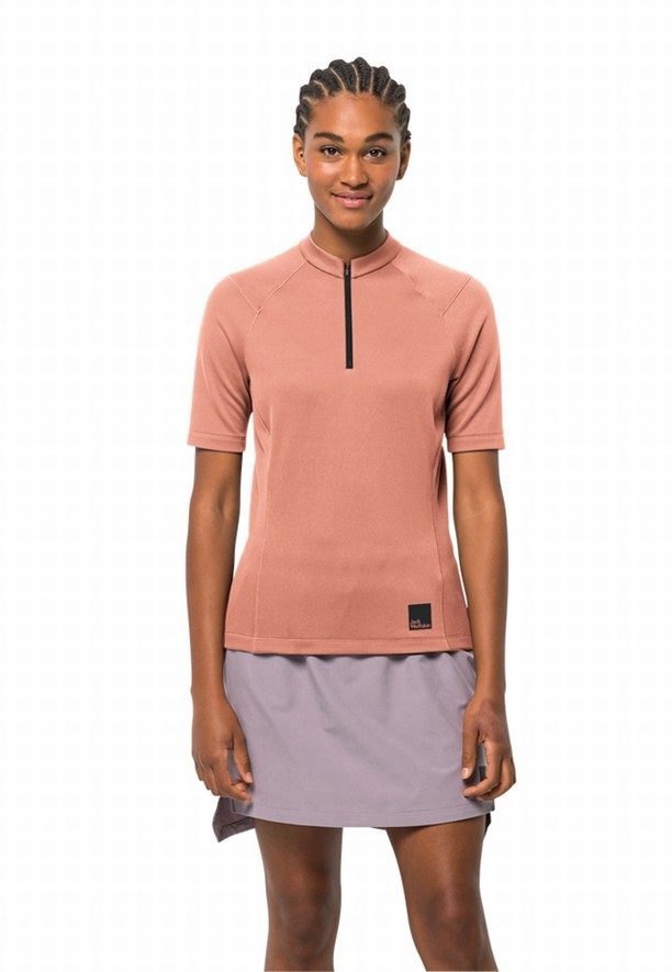 Pink Jack Wolfskin Bike Commute Hz Women T Shirts | 86332327