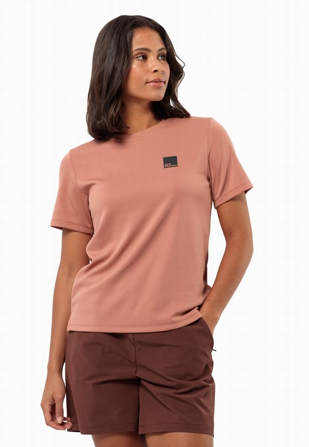 Pink Jack Wolfskin Bike Commute Women T Shirts | 15284431