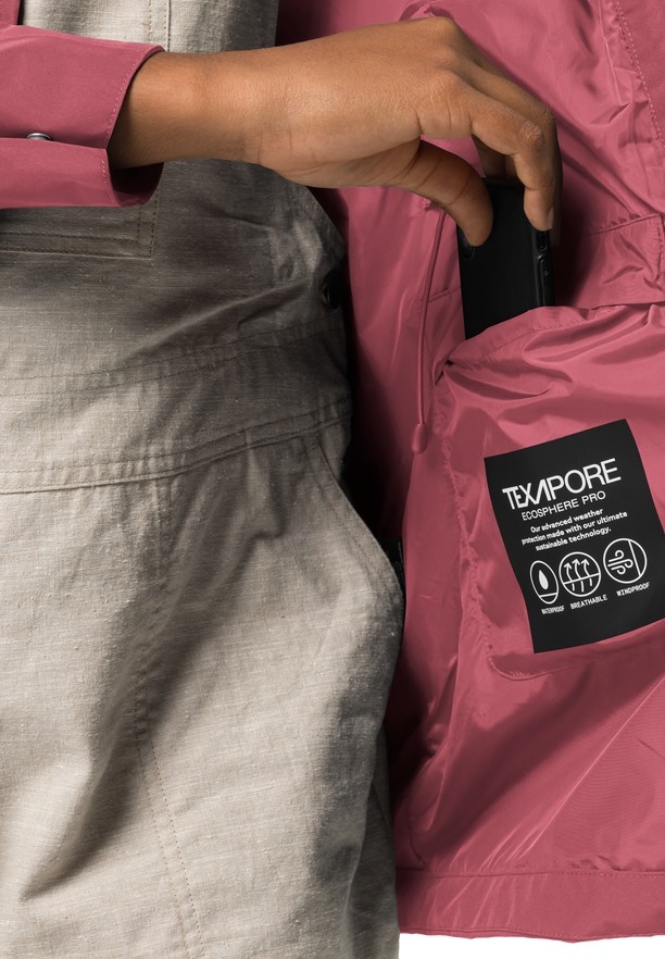 Pink Jack Wolfskin Dakar Women Rain Coats | 53835189
