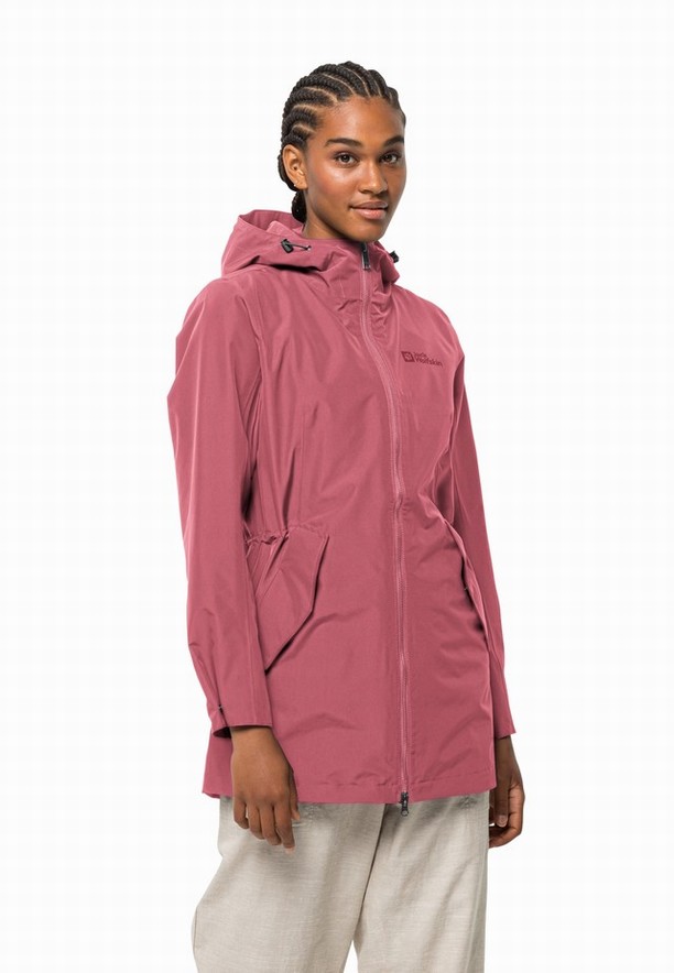 Pink Jack Wolfskin Dakar Women Rain Coats | 53835189