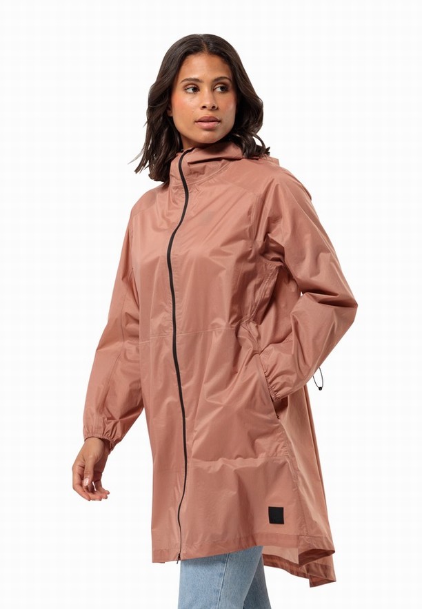 Pink Jack Wolfskin Gutleut Women Rain Coats | 35201908