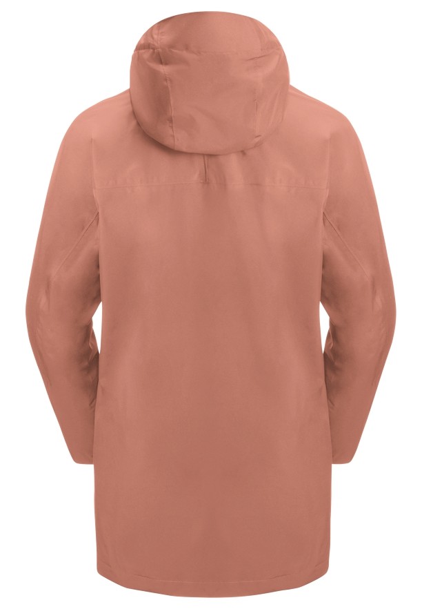 Pink Jack Wolfskin Mainkai Long Women Rain Jackets | 96346289