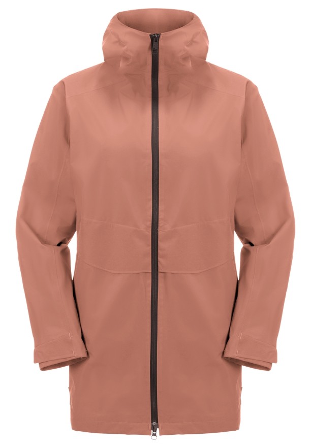 Pink Jack Wolfskin Mainkai Long Women Rain Jackets | 96346289