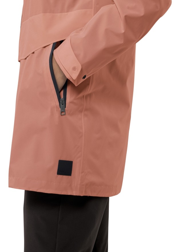 Pink Jack Wolfskin Mainkai Long Women Rain Jackets | 96346289