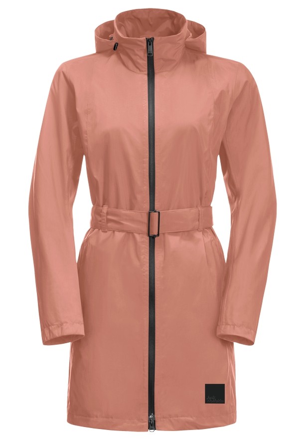 Pink Jack Wolfskin Norden Port Women Raincoat | 46632051