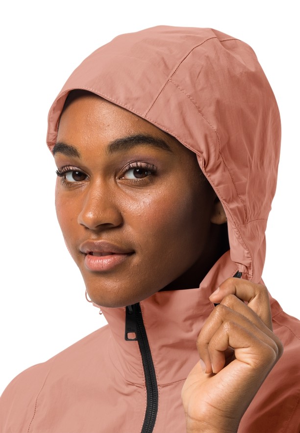 Pink Jack Wolfskin Norden Port Women Raincoat | 46632051