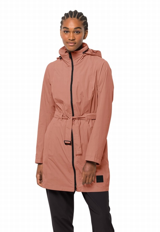 Pink Jack Wolfskin Norden Port Women Raincoat | 46632051