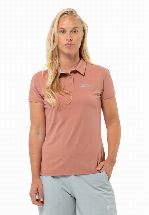 Pink Jack Wolfskin Prelight Trail Women Polo Shirts | 73582802