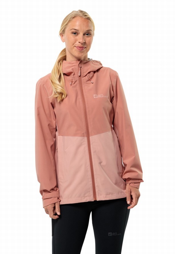 Pink Jack Wolfskin Weiltal 2l Women Rain Jackets | 35789083