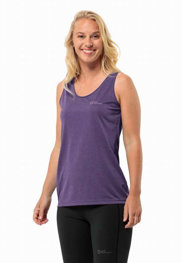 Purple Jack Wolfskin Crosstrail Women Tank Top | 82225953
