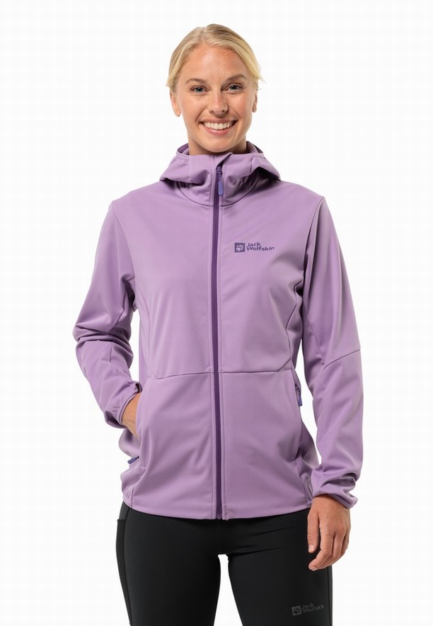 Purple Jack Wolfskin Feldberg Hoody Women Softshell Jackets | 94831052