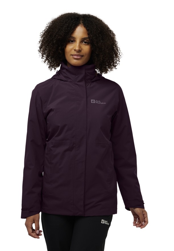 Purple Jack Wolfskin Rotwand 3in1 Women Jackets | 75735032