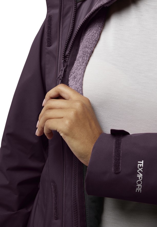 Purple Jack Wolfskin Rotwand 3in1 Women Jackets | 75735032