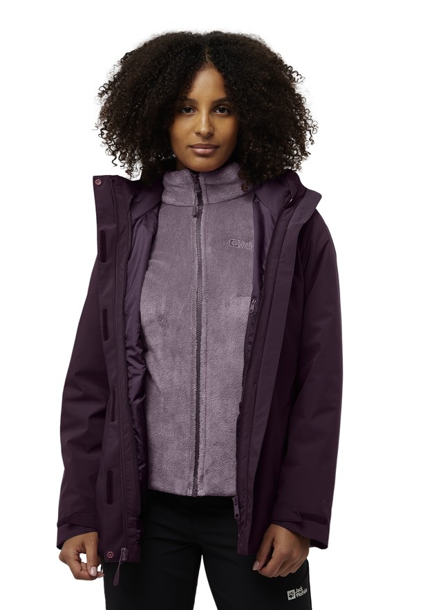 Purple Jack Wolfskin Rotwand 3in1 Women Jackets | 75735032