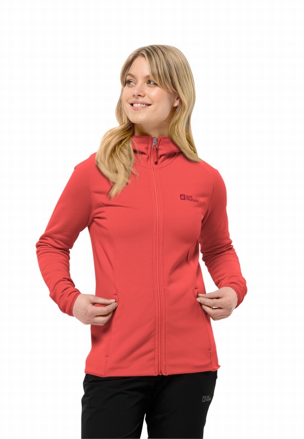 Red Jack Wolfskin Baiselberg Hooded Fz Women Fleece Jackets | 54480666