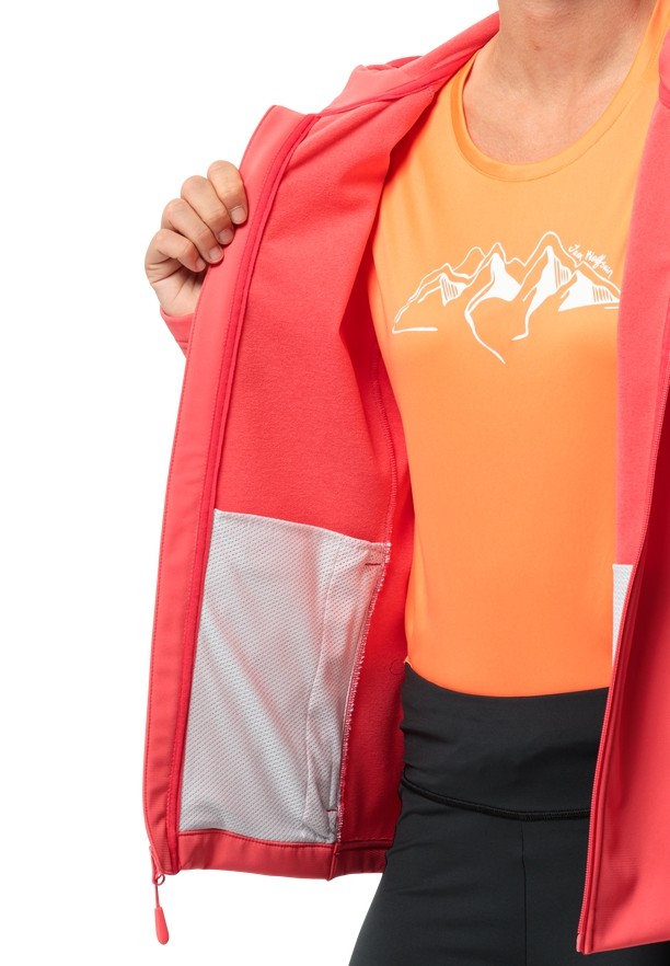 Red Jack Wolfskin Bornberg Hoody Women Softshell Jackets | 29530985