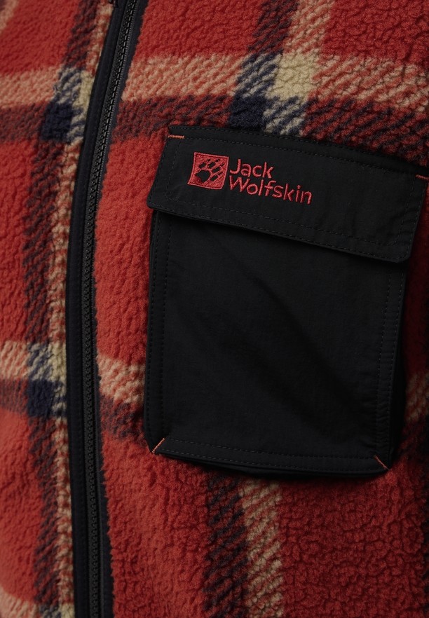 Red Jack Wolfskin Felslicht Check Men Fleece Jackets | 38334633