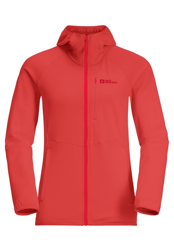 Red Jack Wolfskin Kolbenberg Hooded Fz Women Fleece Jackets | 68333985