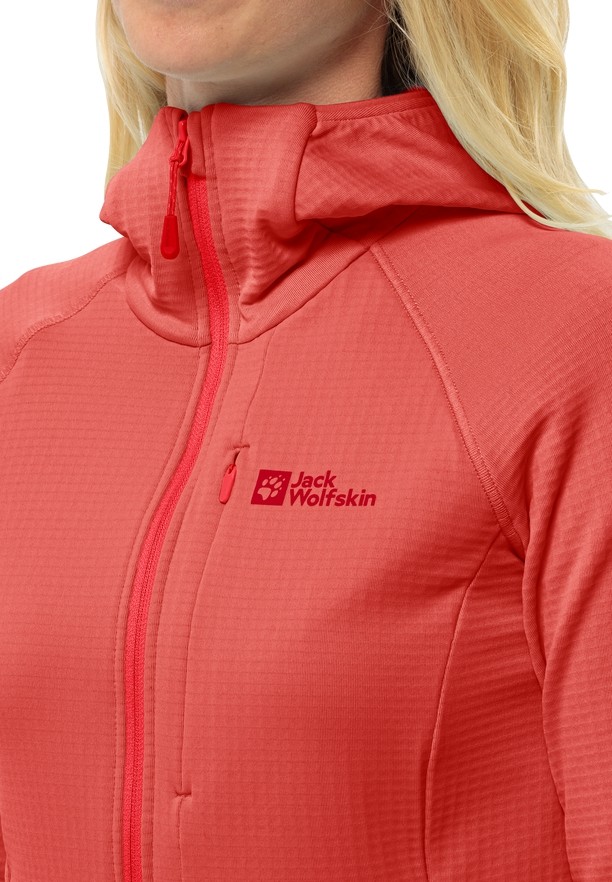 Red Jack Wolfskin Kolbenberg Hooded Fz Women Fleece Jackets | 68333985