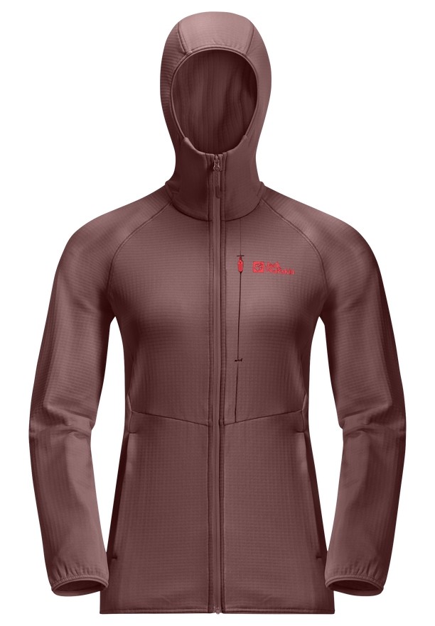 Red Jack Wolfskin Kolbenberg Hooded Fz Women Fleece Jackets | 43372586