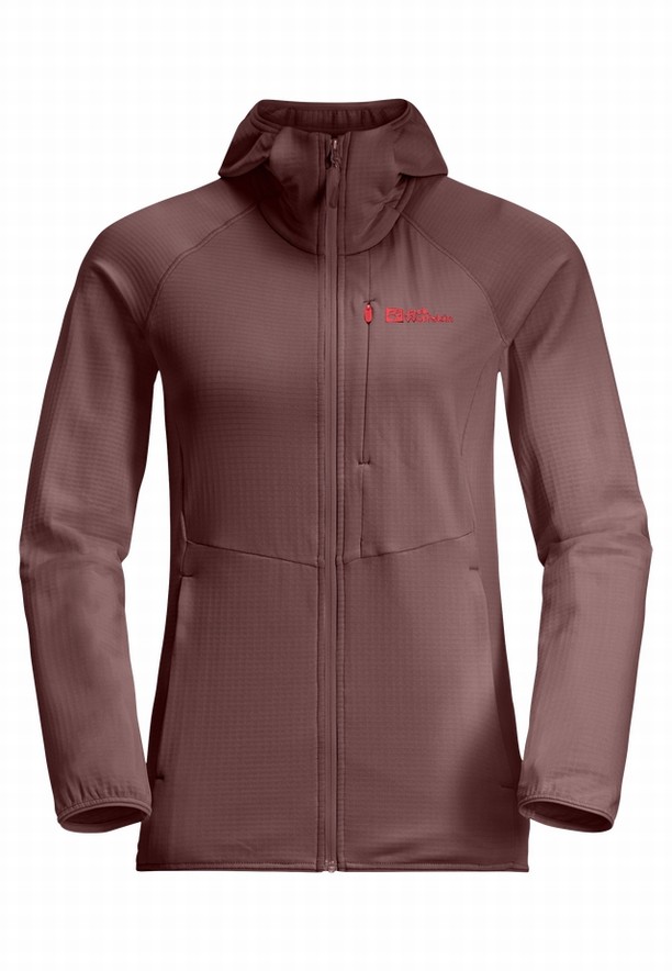 Red Jack Wolfskin Kolbenberg Hooded Fz Women Fleece Jackets | 43372586