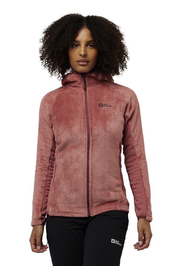 Red Jack Wolfskin Rotwand Hooded Fz Women Fleece Jackets | 17585490
