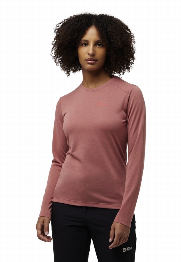 Red Jack Wolfskin Vonnan Ls Women T Shirts | 20623746