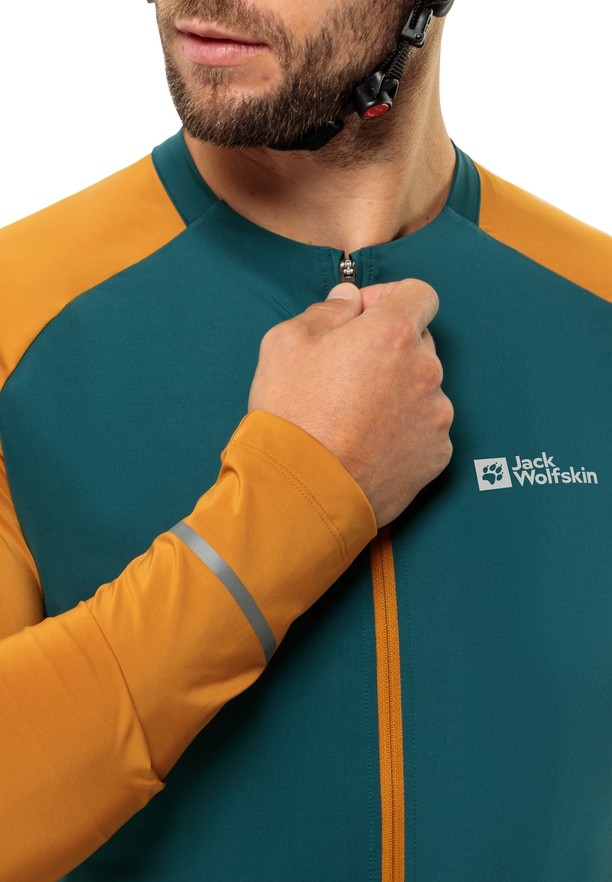 Turquoise Jack Wolfskin Gravex Fz L/s Men T Shirts | 49221619