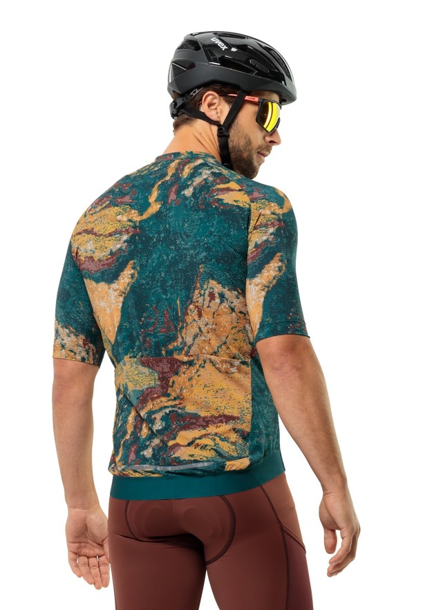 Turquoise Jack Wolfskin Gravex Printed Fz S/s Men T Shirts | 63063104