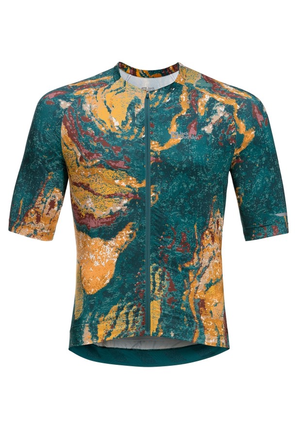 Turquoise Jack Wolfskin Gravex Printed Fz S/s Men T Shirts | 63063104