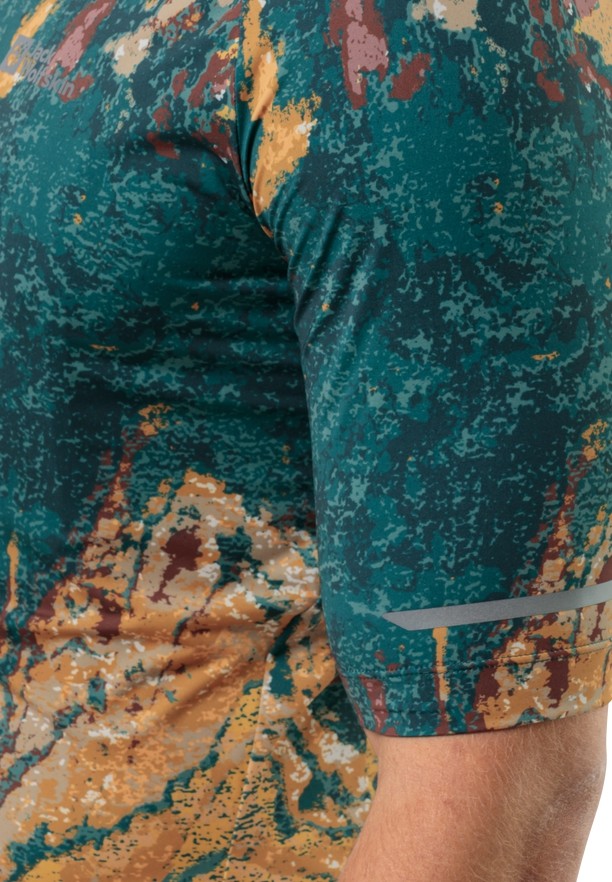 Turquoise Jack Wolfskin Gravex Printed Fz S/s Men T Shirts | 63063104