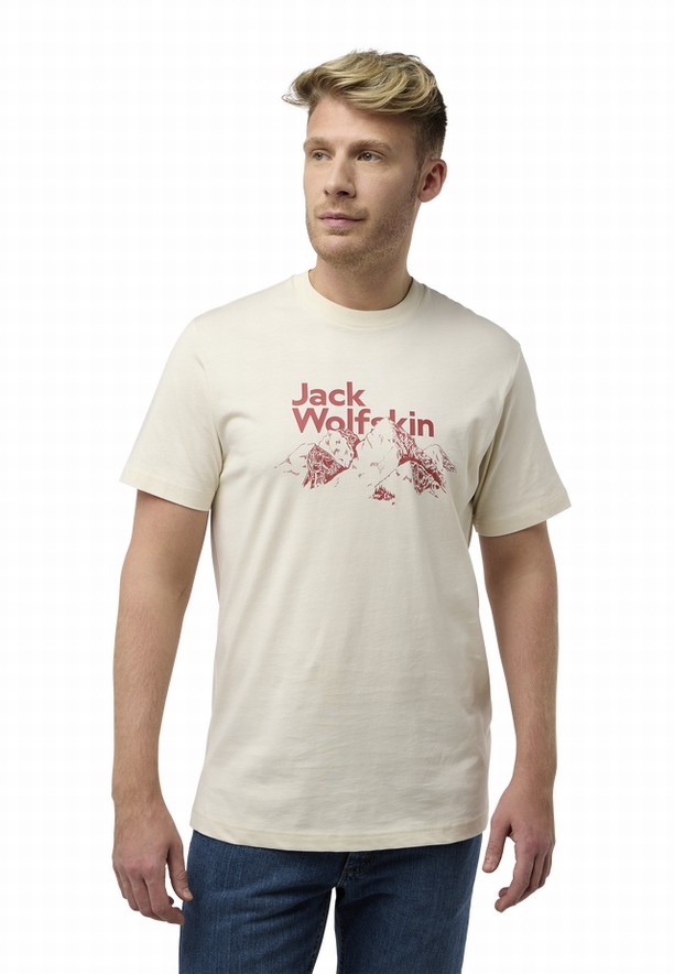 White Jack Wolfskin Bergblick Men T Shirts | 40124402